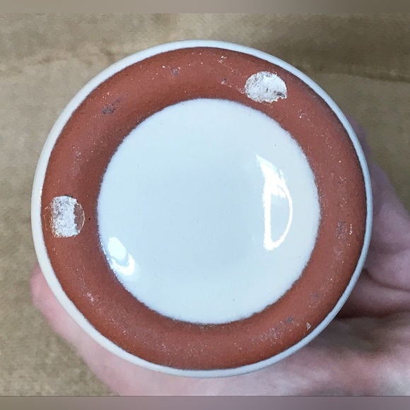 Hand Painted Floral Pedestal Vase Art Pottery Red Flowers Whimsical Twee Cottage - Picture 6 of 6